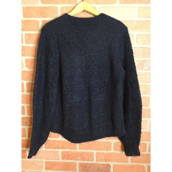 Joie Womens Twisted Front Knit Sweater Long Sleeves Blue Large Metallic - Picture 3 of 5